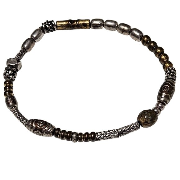 Elegant Handcrafted Mixed Metal Beaded Stretch Bracelet Fashion Jewelry Women - Picture 1 of 4